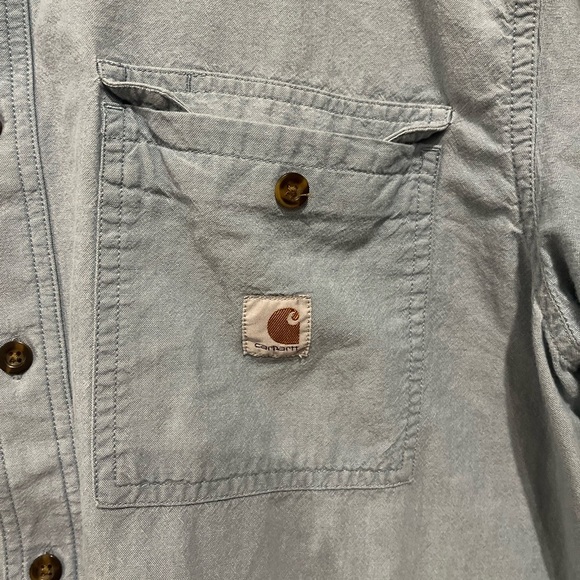 Carhartt men's short sleeve blue button up shirt size large tall - Picture 3 of 8